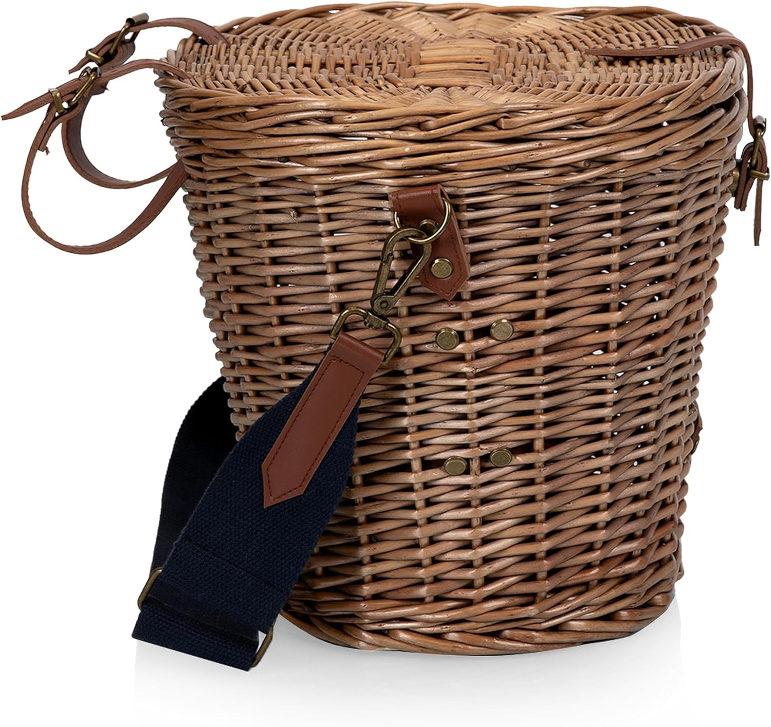 PICNIC TIME Cambridge Bike Basket, Personal Picnic Basket with Removable Shoulder Strap, Small Basket for Lunch, Bicycle Basket, (Wicker)