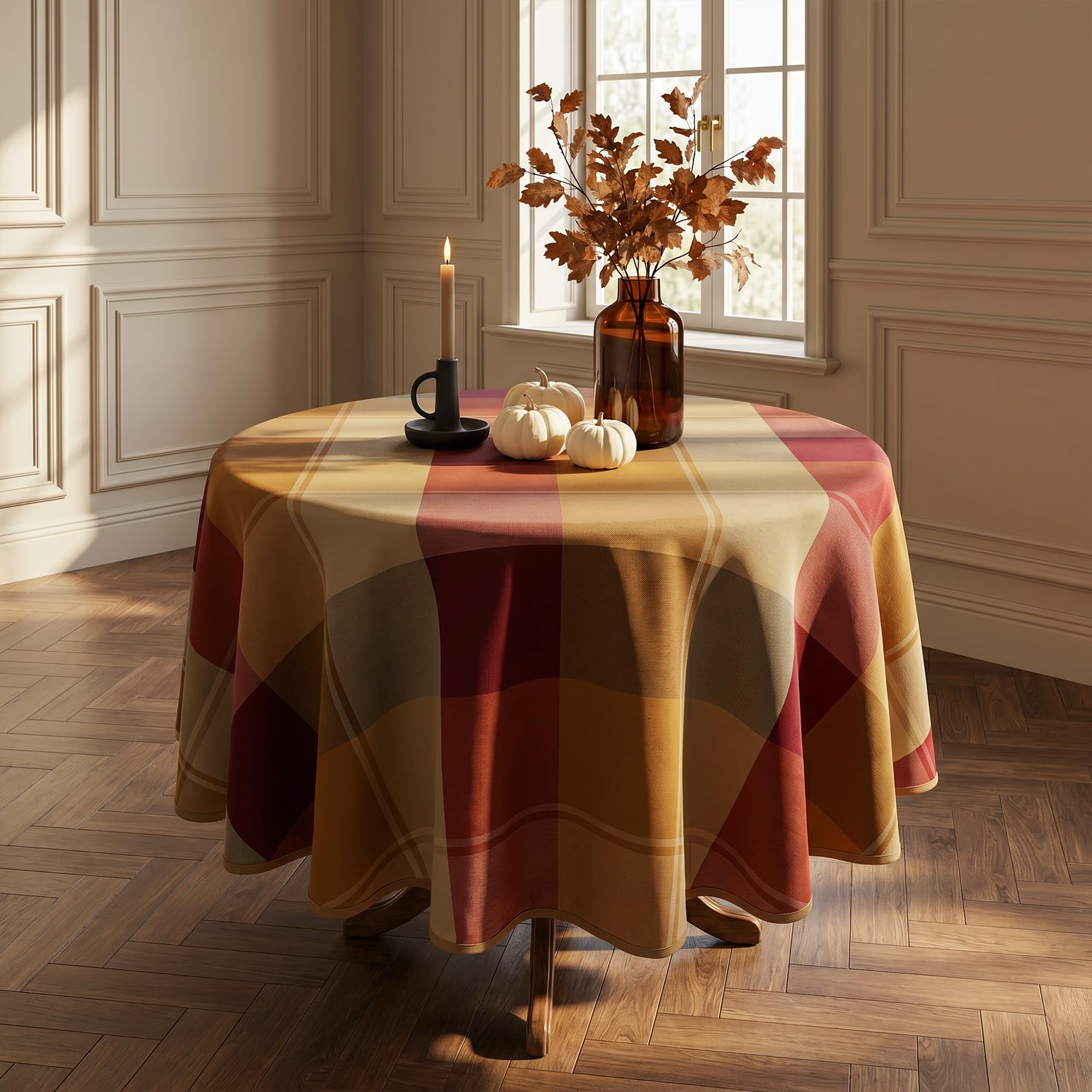 Thanksgiving Plaid Tablecloth - 60x84 Inches -21