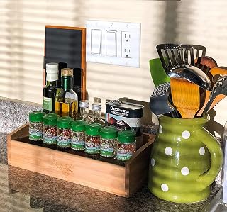 Countertop Organizer and Spice Rack – Multi-Purpose Natural Bamboo Storage Shelf for Kitchen, Bathroom, or Office