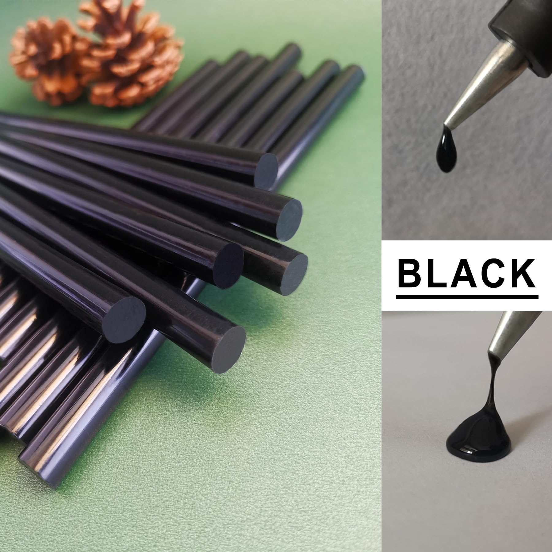 20 Pz Colla a Caldo Bastoncini 200mm x 10mm Nero Adesivo per Pistola Colla a Caldo