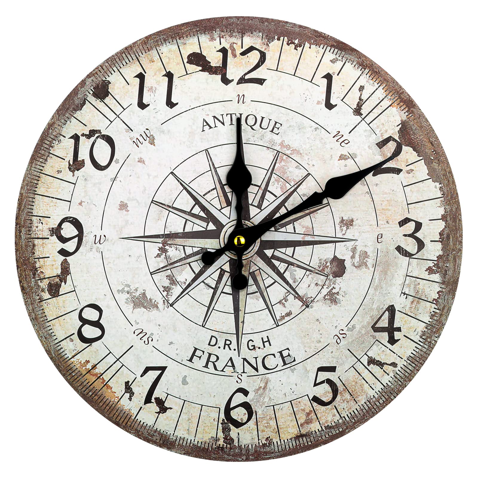 Bdor Nautical Wall Clock - 12 inch Silent Non-Ticking Wooden Quartz Battery Operated Vintage Wall Clocks, Steampunk Decor, Country Rustic Style Decor for Living Room, Kitchen, Home, Bedroom