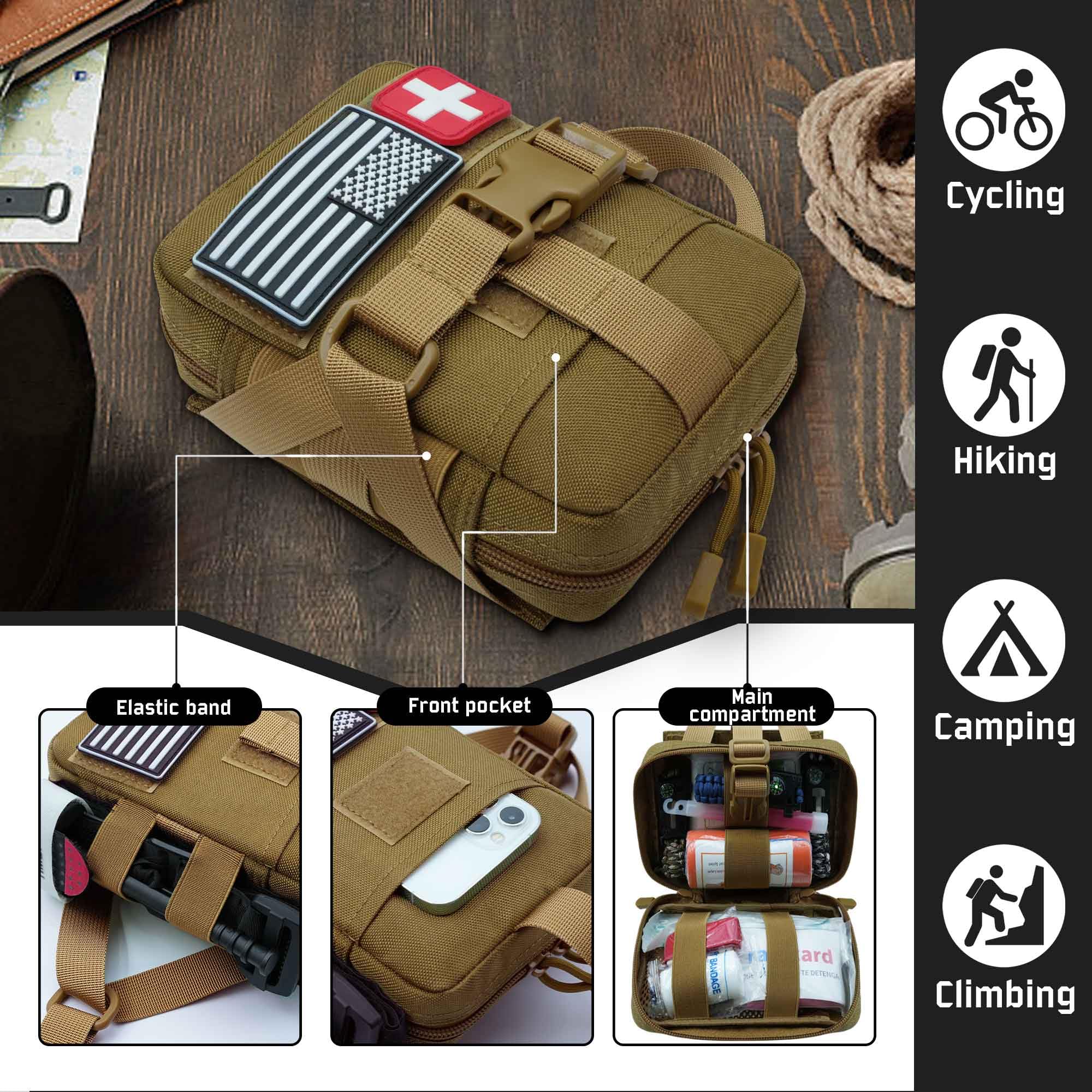 Ifak Pouch Rip Away, Molle First Aid Pouches, Tactical Duty Belt EMT Medical Holder Bag for Camping Hiking Travel - Image 5