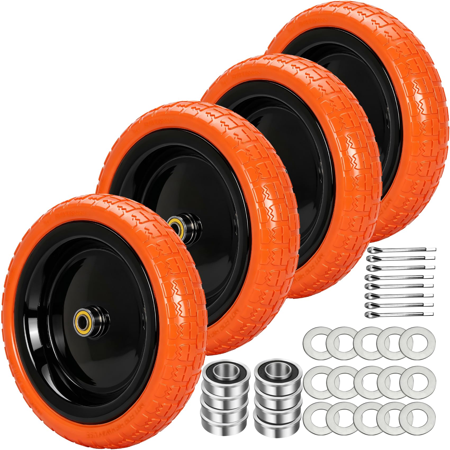 Photo 1 of 13" Flat Free Wheels Replacement for GOR Garden Cart Tires and Wheels