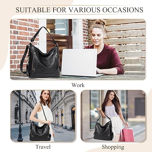 Vista 7 de Kasqo - Bolsas de piel grandes para mujer, con correa desmontable