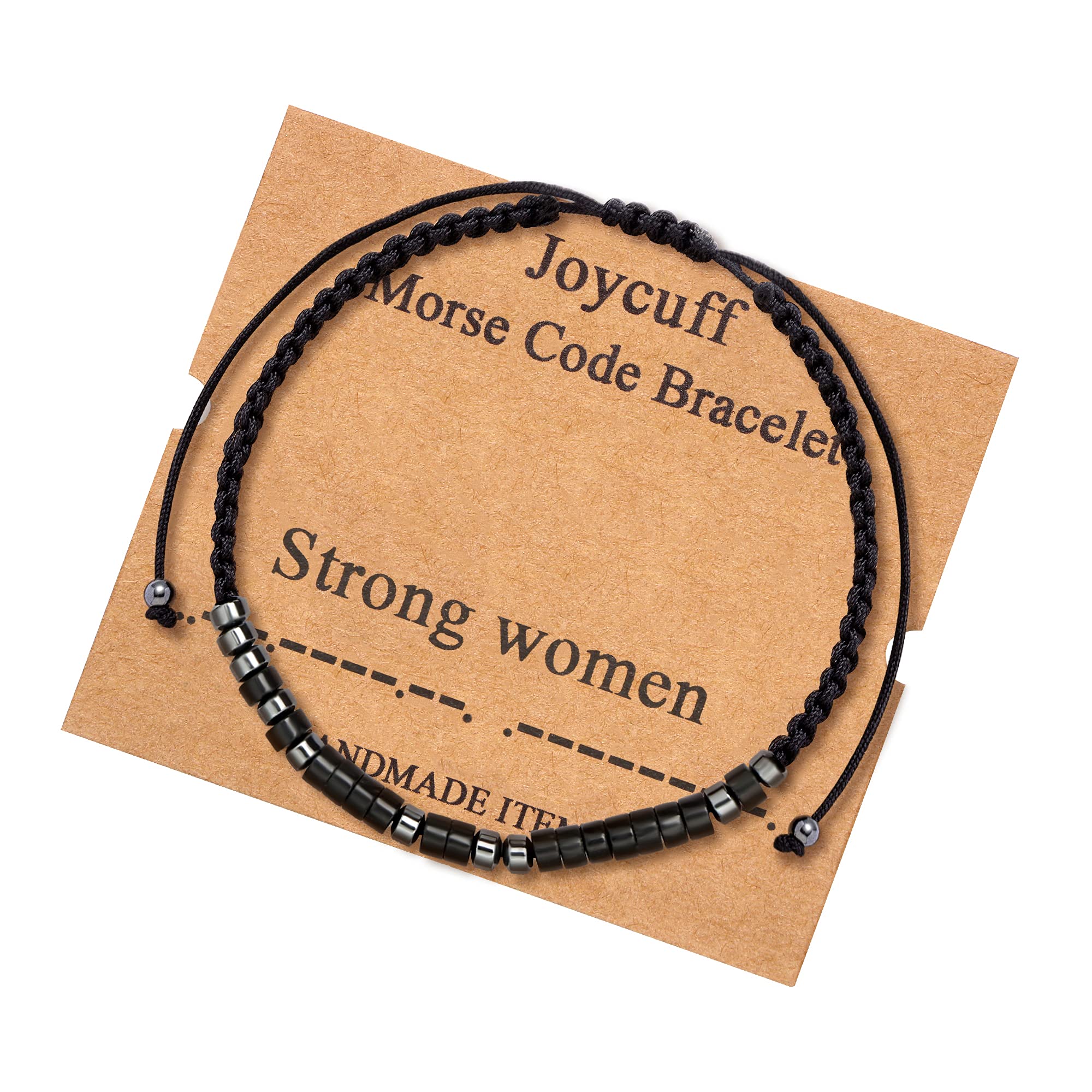 JoycuFF Morse Code Bracelets for Strong Women Inspirational Christmas Encouragement Unique Birthday Gifts for Daughter Sister Best Friend Handmade Jewelry