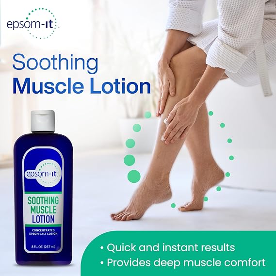 EPSOM-IT Soothing Muscle Magnesium Lotion, Epsom Salt, Arnica Cream, 1-Pack | 8 Fl Oz, 100% Pure Magnesium Sulfate with Arnica, Fragrance-free, Topical Cream for Muscle Stiffness, Leg & Feet Discomfort