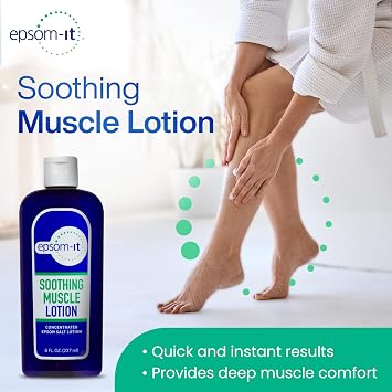 EPSOM-IT Soothing Muscle Magnesium Lotion, Epsom Salt, Arnica Cream, 1-Pack | 8 Fl Oz, 100% Pure Magnesium Sulfate with Arnica, Fragrance-free, Topical Cream for Muscle Stiffness, Leg & Feet Discomfort