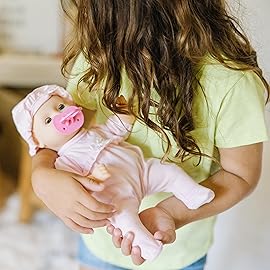 Melissa & Doug Mine to Love Jenna 12 Baby Doll with Moving Eyes, Thumb & Pacifier Sucking Action, Doll Clothes & Accessories, Toddler Toys for Girls & Boys Ages 18 Mo+