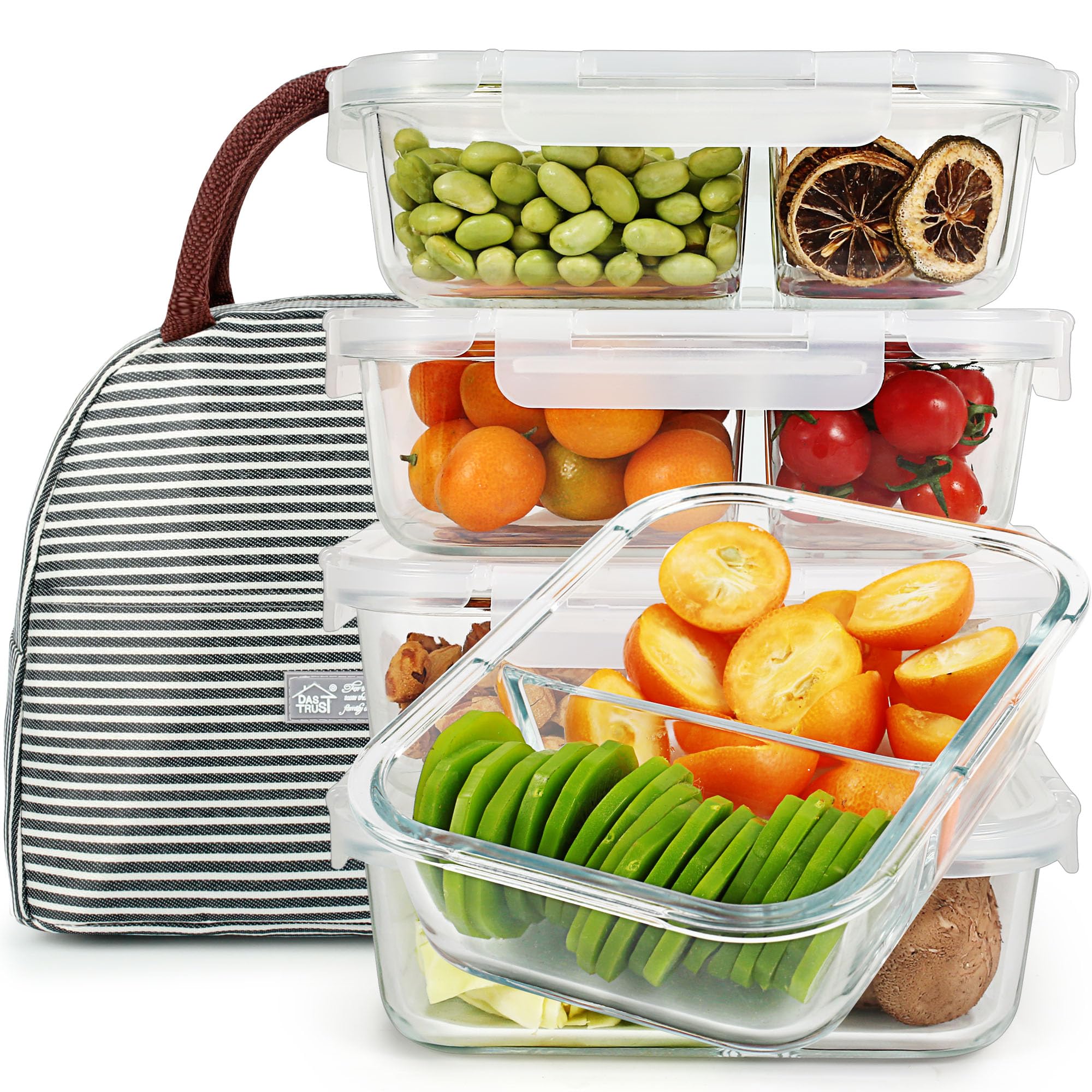 Tupers Hermeticos Cristal Juego De 5 Recipientes Herméticos De Cristal Para Almacenamiento De Alimentos,con Tapa Taper De Cristal