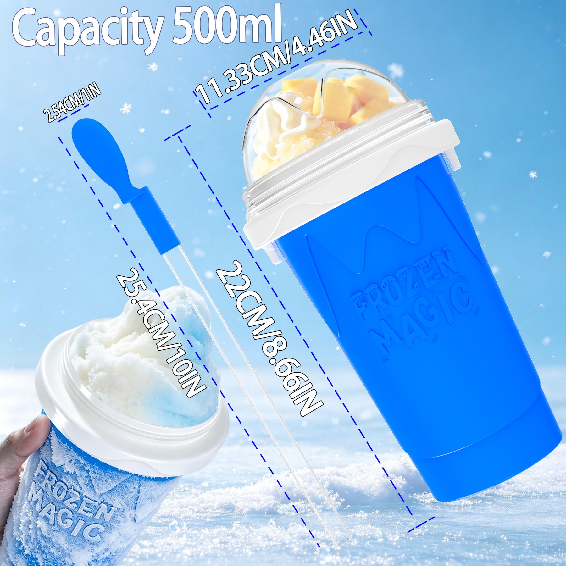 3 vasos para hacer granizados de 500 ml, taza portátil para granizados con