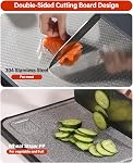 Conseil de coupe en acier inoxydable, 304 Planche de coupe à double face pour cuisine, acier inoxydable/pierre de blé 16"x11" PP Grande planche pour la viande, les fruits, les légumes, l'extérieur ou l'intérieur gris