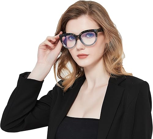 Miniatura 6 de ZXYOO Gafas de lectura retro de gran tamaño para mujer, paquete de 3 lectores estilo Oprah con bisagra de resorte, bloqueo de luz azul para mujer