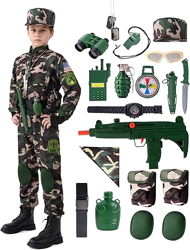 Spooktacular Creations Disfraz del ejército para niños, disfraz militar para niños, disfraz de las fuerzas especiales de camuflaje para niños,