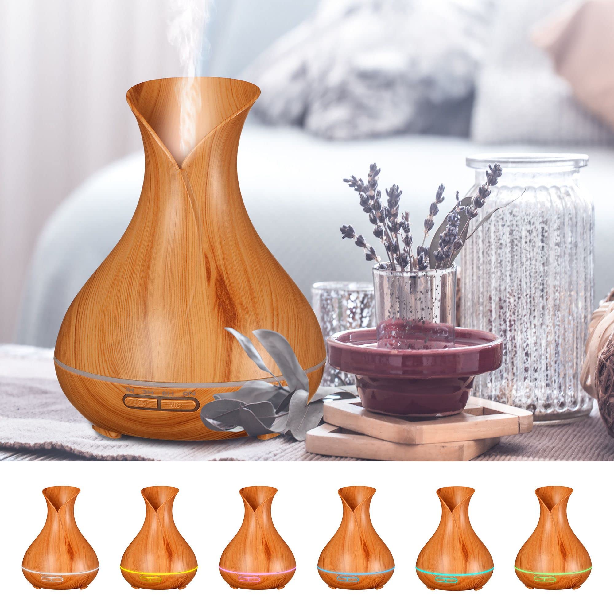 Difusor de Aromas con LED | Vulcan Color Madera Clara 350 ml