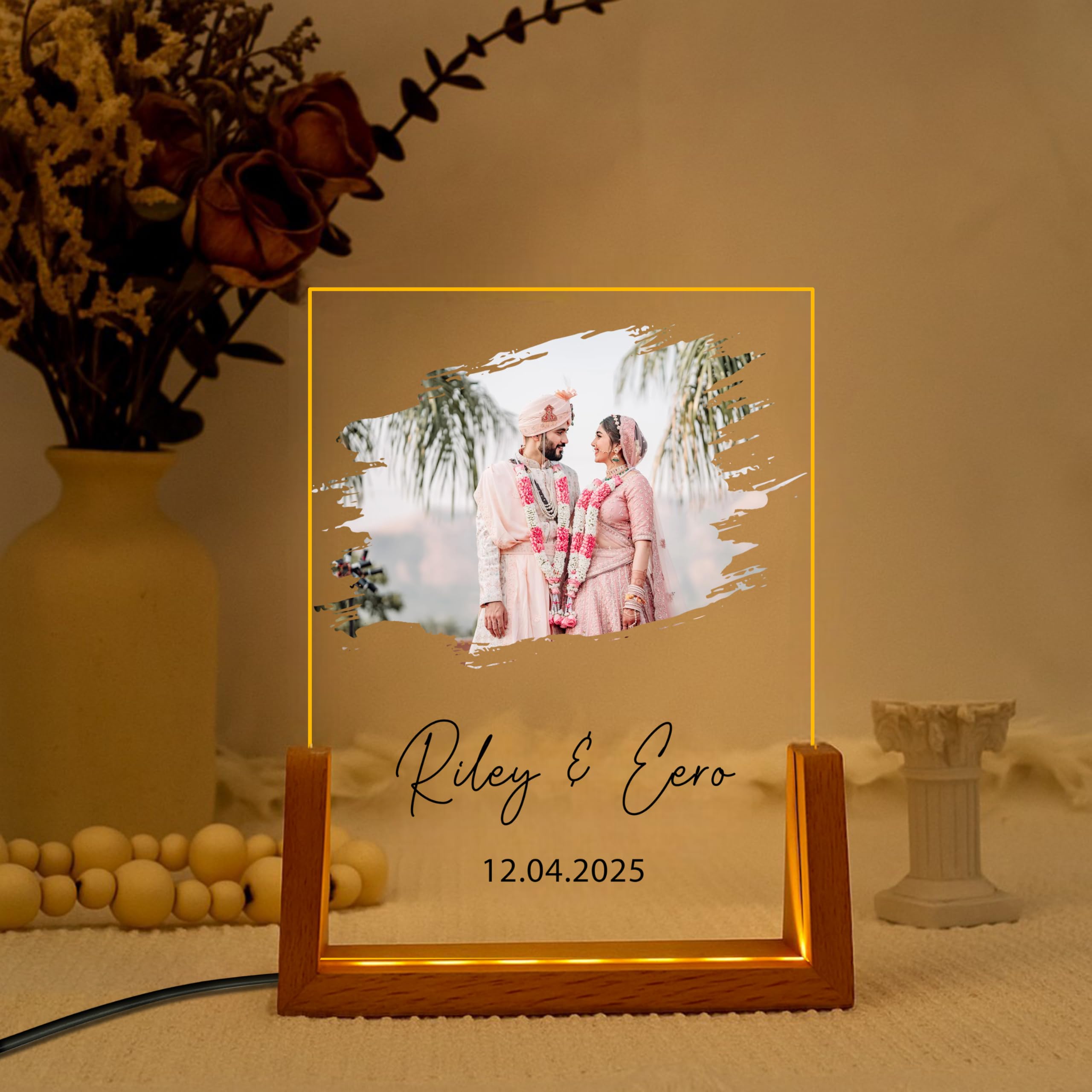 DECOCRU Personalized LED Lamp for Couple | Custom Photo & Name Anniversary Gift | Gift for Birthday Keepsake for Husband, Wife, Boyfriend, Girlfriend | Room Decor (6x8 Inch) (D-01)-image-35