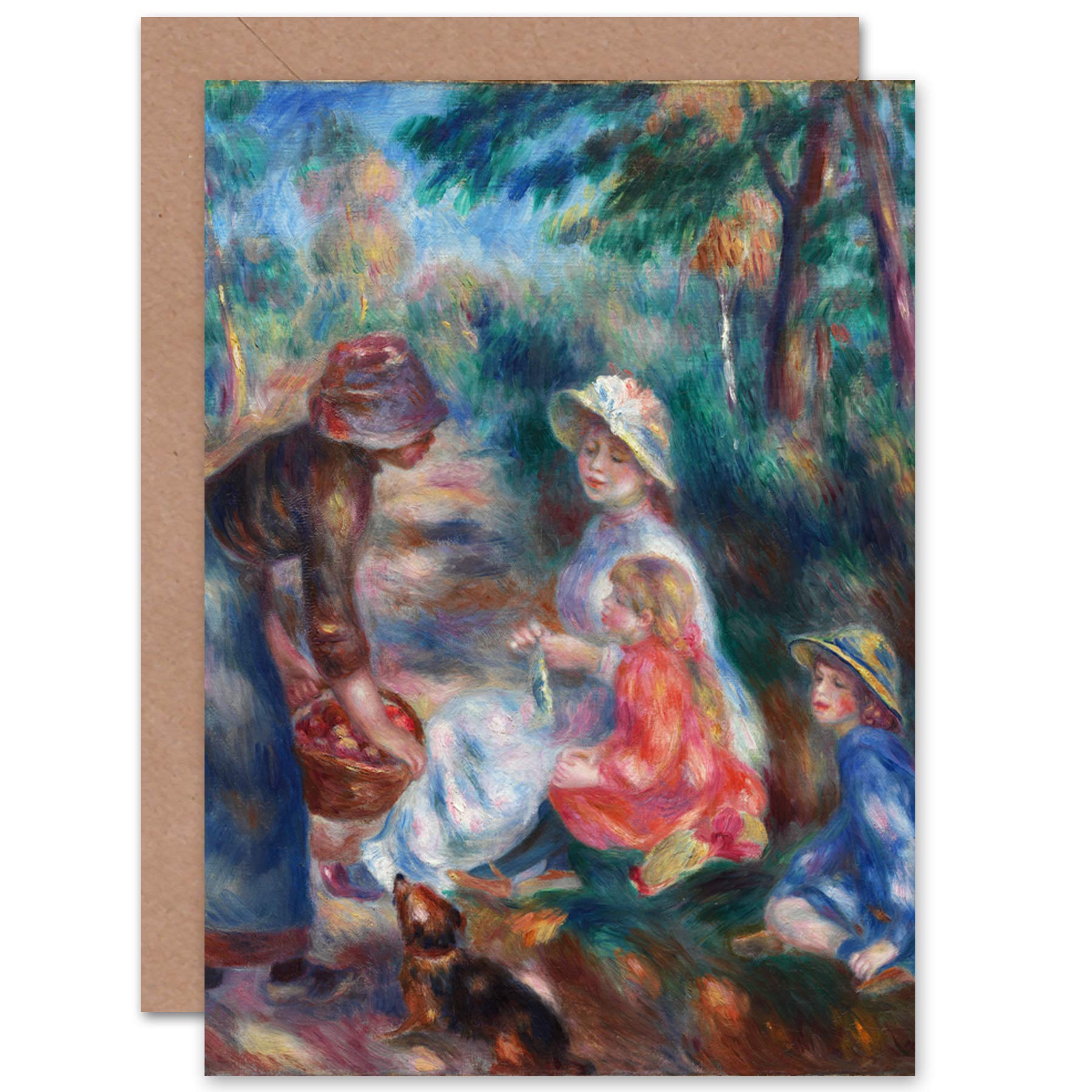 Artery8 Renoir The Apple Seller Painting Fine Art Greeting Card Plus Envelope Blank Inside
