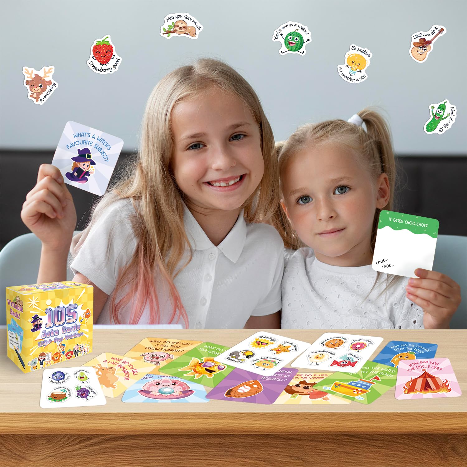 105 tarjetas de broma para niños, lonchera para niños, notas inspiradoras para niños, niñas, estudiantes, notas escolares, tarjetas de bromas con 120 calcomanías de recompensa para profesores