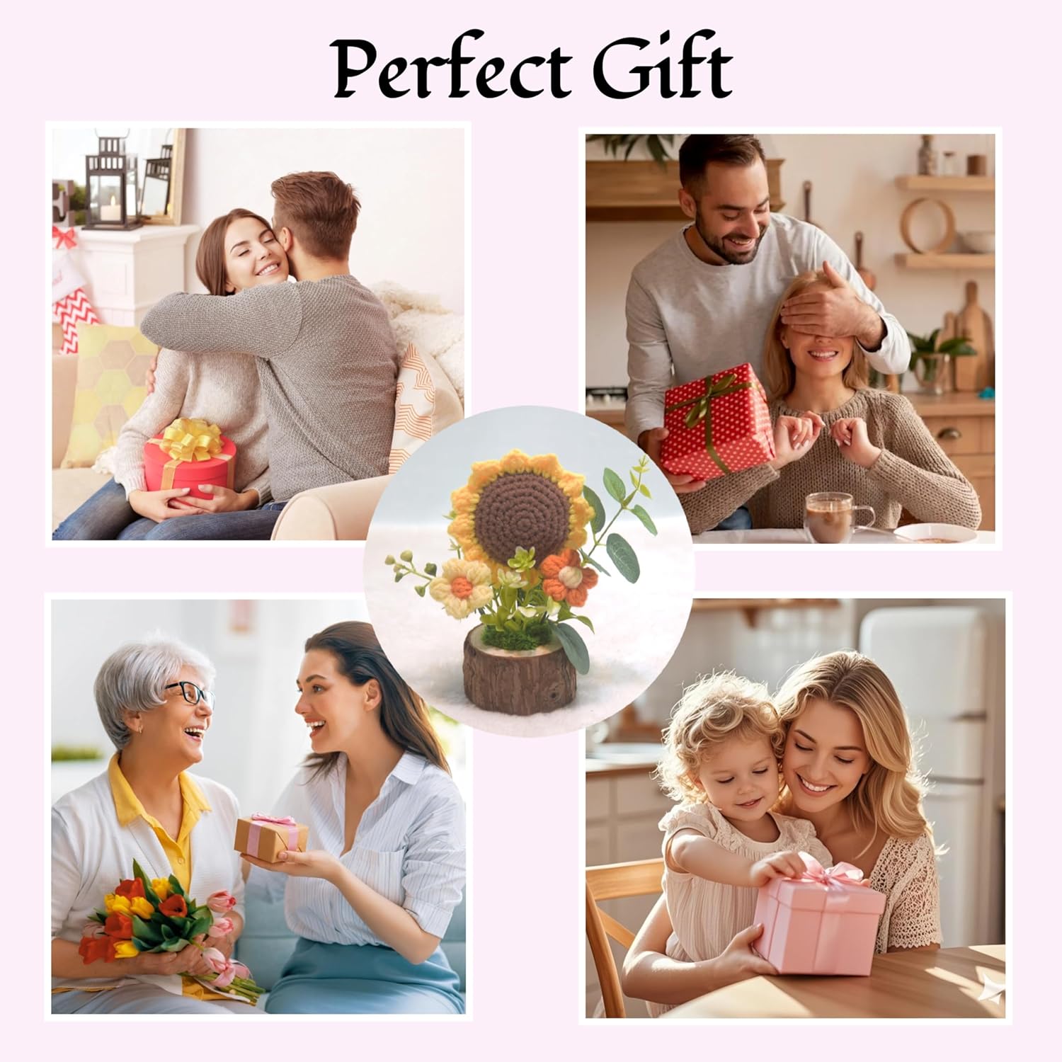 Handmade Crochet Knitted Sunflower Bouquet Creative Knitted Potted Plant Mini Cute Home Desktop Decorations and Gifts for Friends, Lovers, Classmates - Image 4