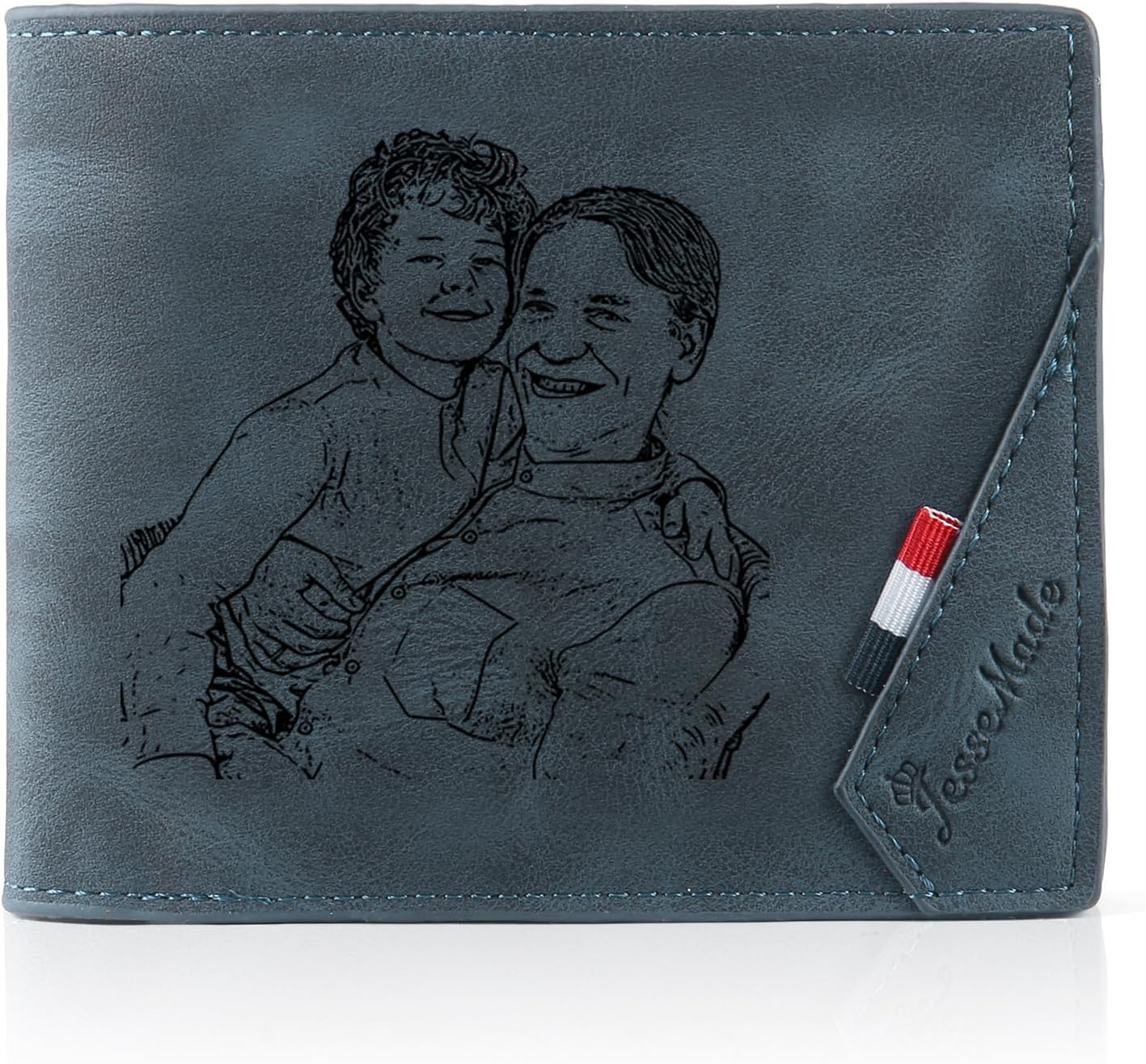 Custom Photo Leather Wallet for Dad - Personalized Wallet with Names for Men Fathers Day Birthday Gifts Slim Bifold Wallet for Father with ID Window Fist Wallet for Him Husband (color 1, 6 names)