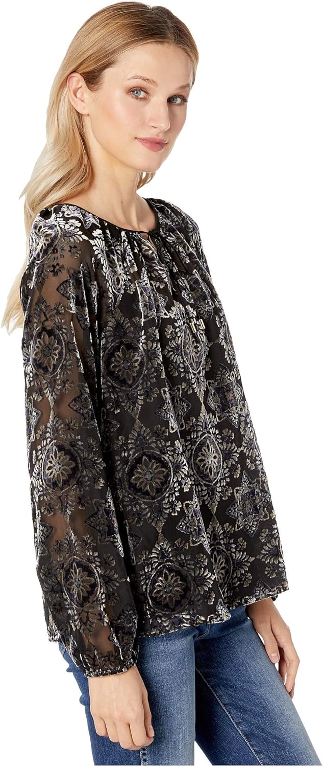 NYDJ womens Linen Peasant Blouse - Image 4