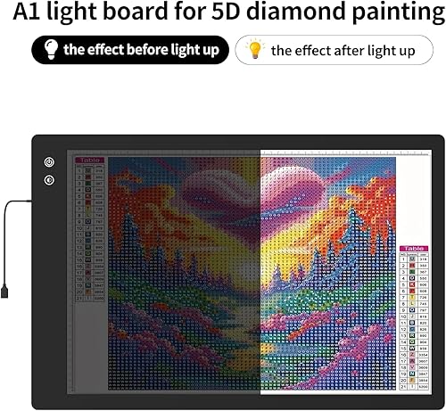 Miniatura 14 de TOHETO Almohadilla de luz LED brillante recargable A3 con bolsa de transporte, 6 niveles y sin escalones, 3 colores, atenuación de brillo, caja