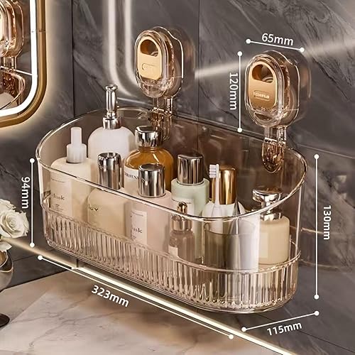 Miniatura 2 de Organizador de ducha de baño transparente, estante de almacenamiento de montaje en pared con ventosas, estante de almacenamiento de baño 12.7 x 4.5