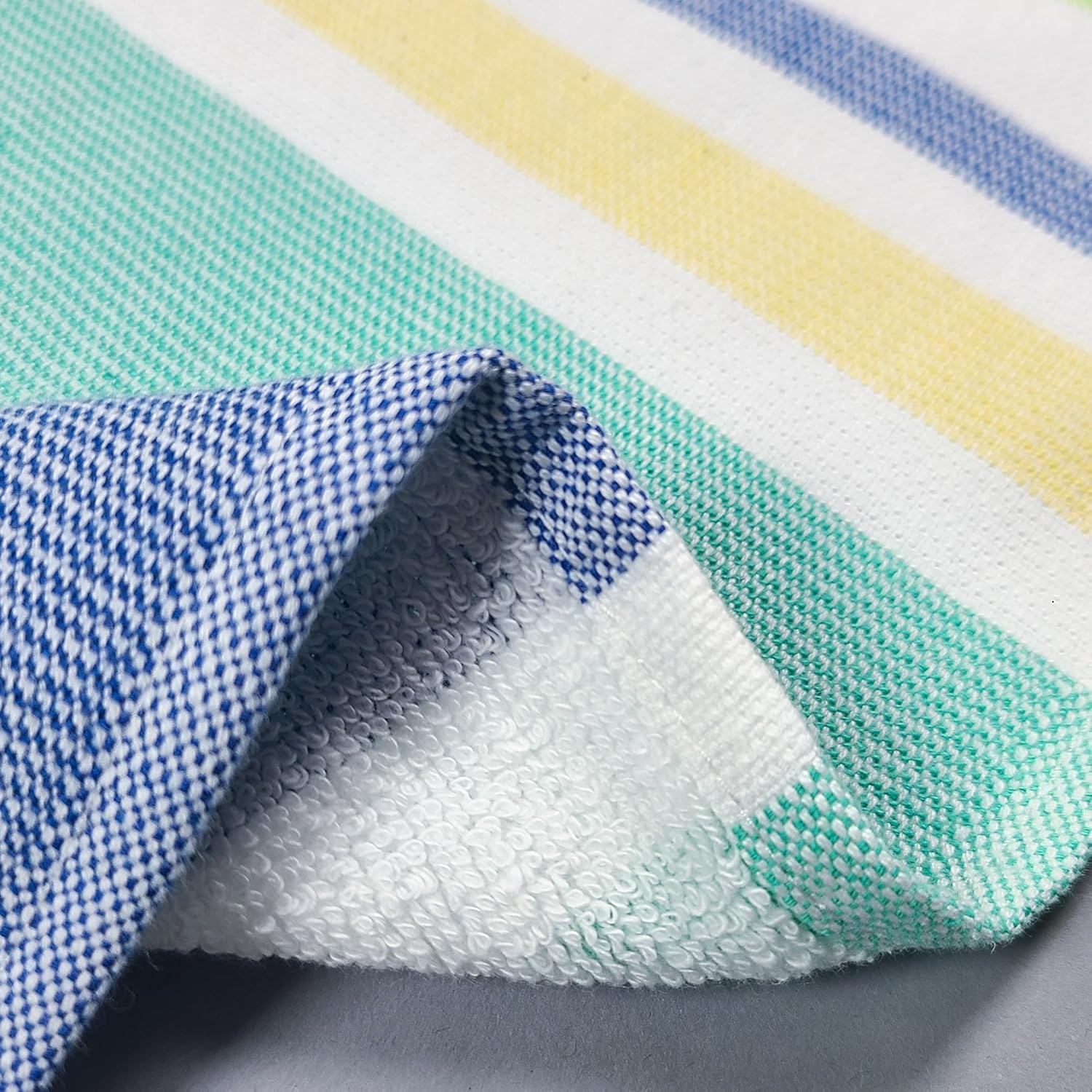 Beachland Fringe Beach Towel 30 x 60 inch Sand Free Flat Woven in Front and Absorbent Terry on Reverse Cotton Turkish Style (Assorted, Pack of 3)