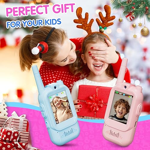 Miniatura 7 de Walkie Talkie para niños con video paquete de 2 juguetes de radio recargables para niños con cámara HD y cambiador de voz, juguetes de regalo de