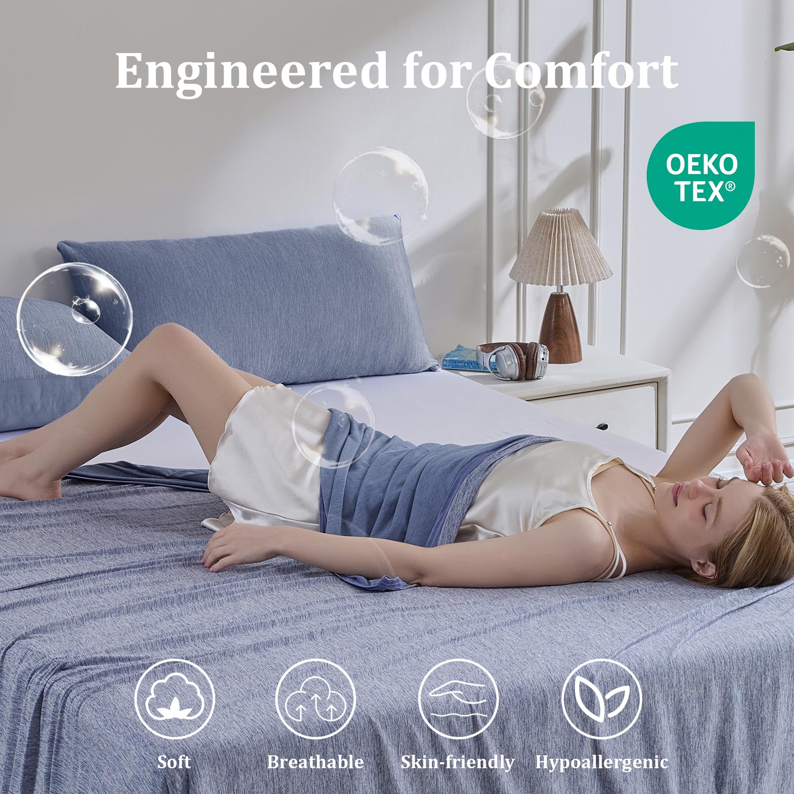 CHOSHOME Manta Verano con Fibra de Enfriamiento Japonesa ARC-Chill, Q-MAX 0.45 Manta Fina para Sofá o Cama Alivia Sudor y Mejora Calidad de Sueño 200 * 220CM Azul
