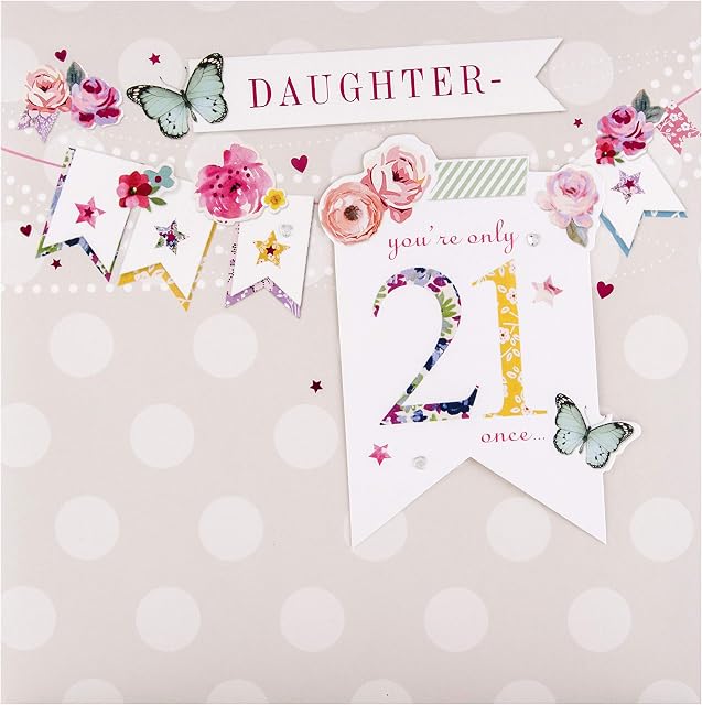 Hallmark 21st Birthday Card for Daughter - 'Bellissima' 3D Bunting Design