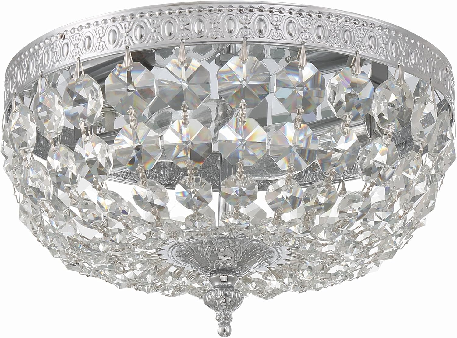 Crystorama 2 Light Clear Italian Crystal Flush Mount (Polished Chrome, 10")