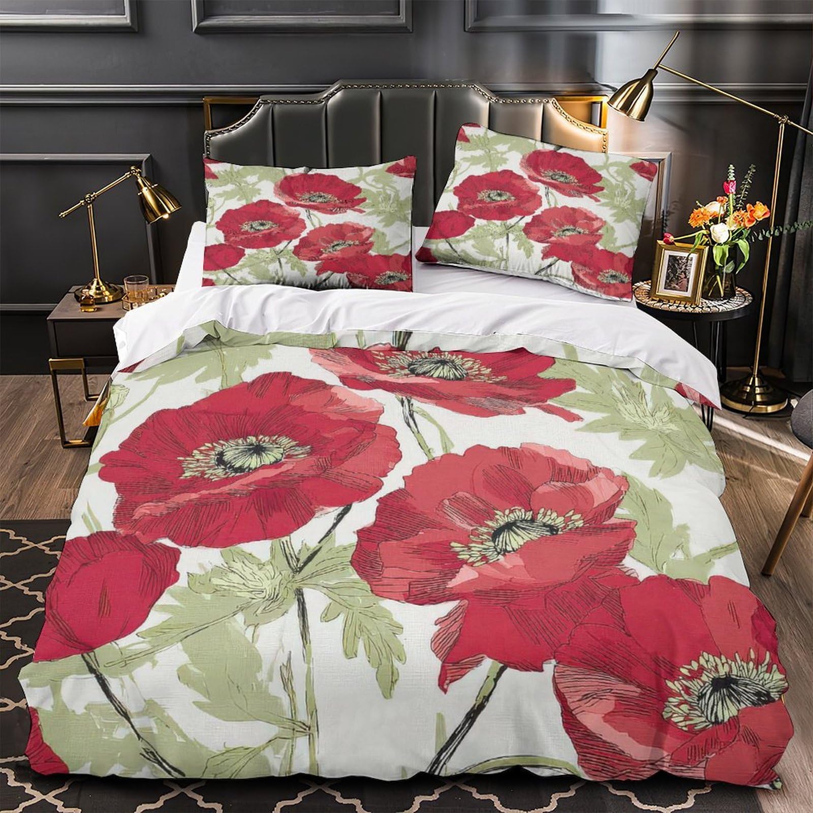 Parure de Lit Hypoallergénique champignon rouge 200x200cm en microfibre ultra respirante