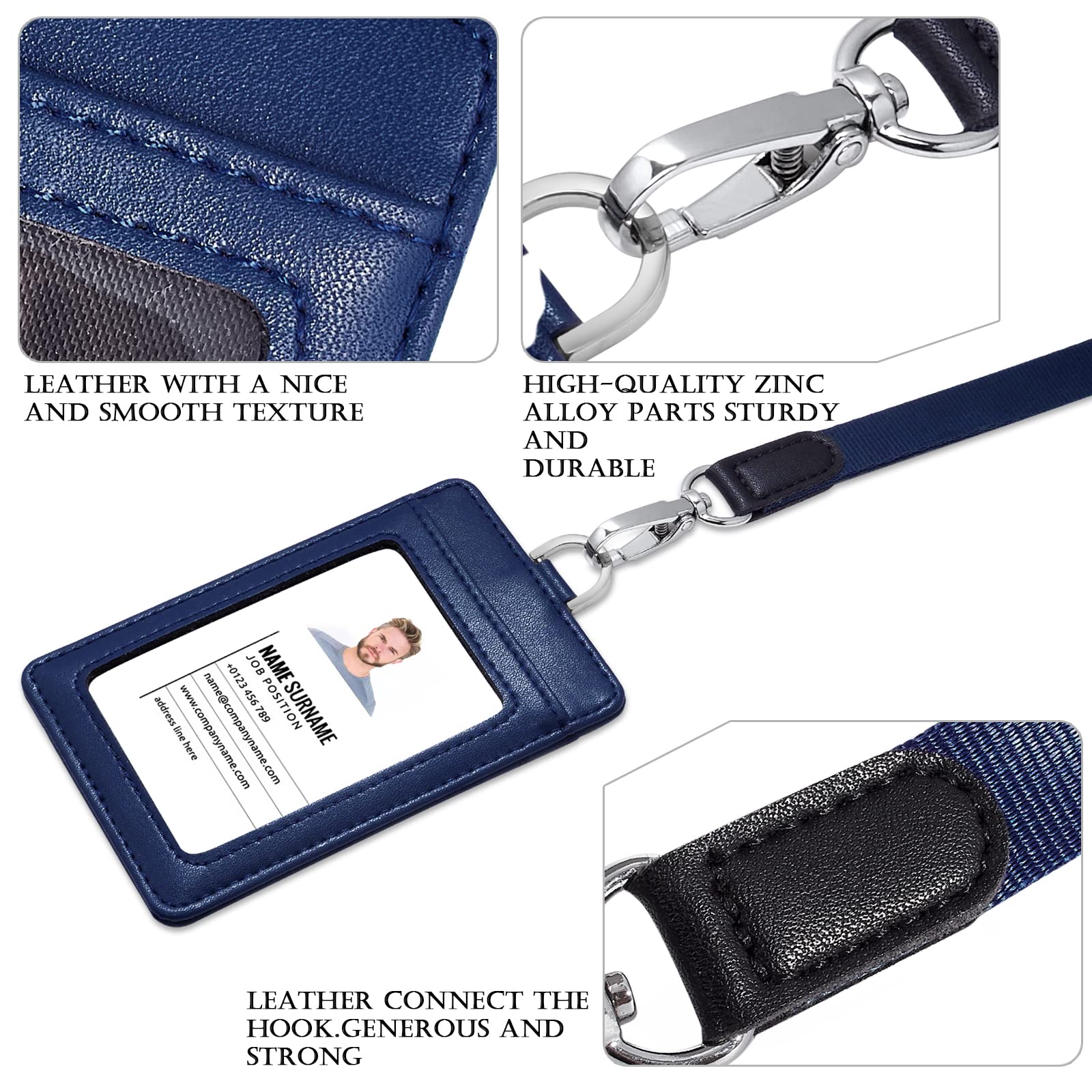 Soportes Para Tarjetas De Identificación Con Cordón - Pack De 12 Colores, Piel Sintética, Impermeable