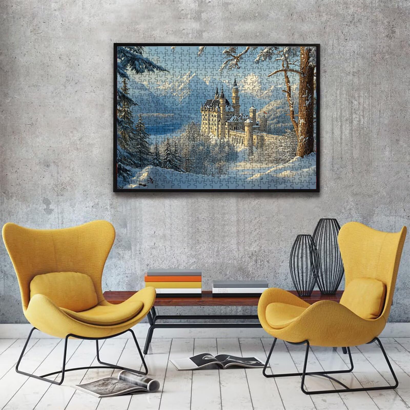 Puzzle 4000 elementów, puzzle 4000 elementów dla dorosłych, trudne puzzle, druk w wysokiej rozdzielczości i jasne kolory, drewniane puzzle drzewo śnieżna scena z wykwintnym pudełkiem do pakowania W3H