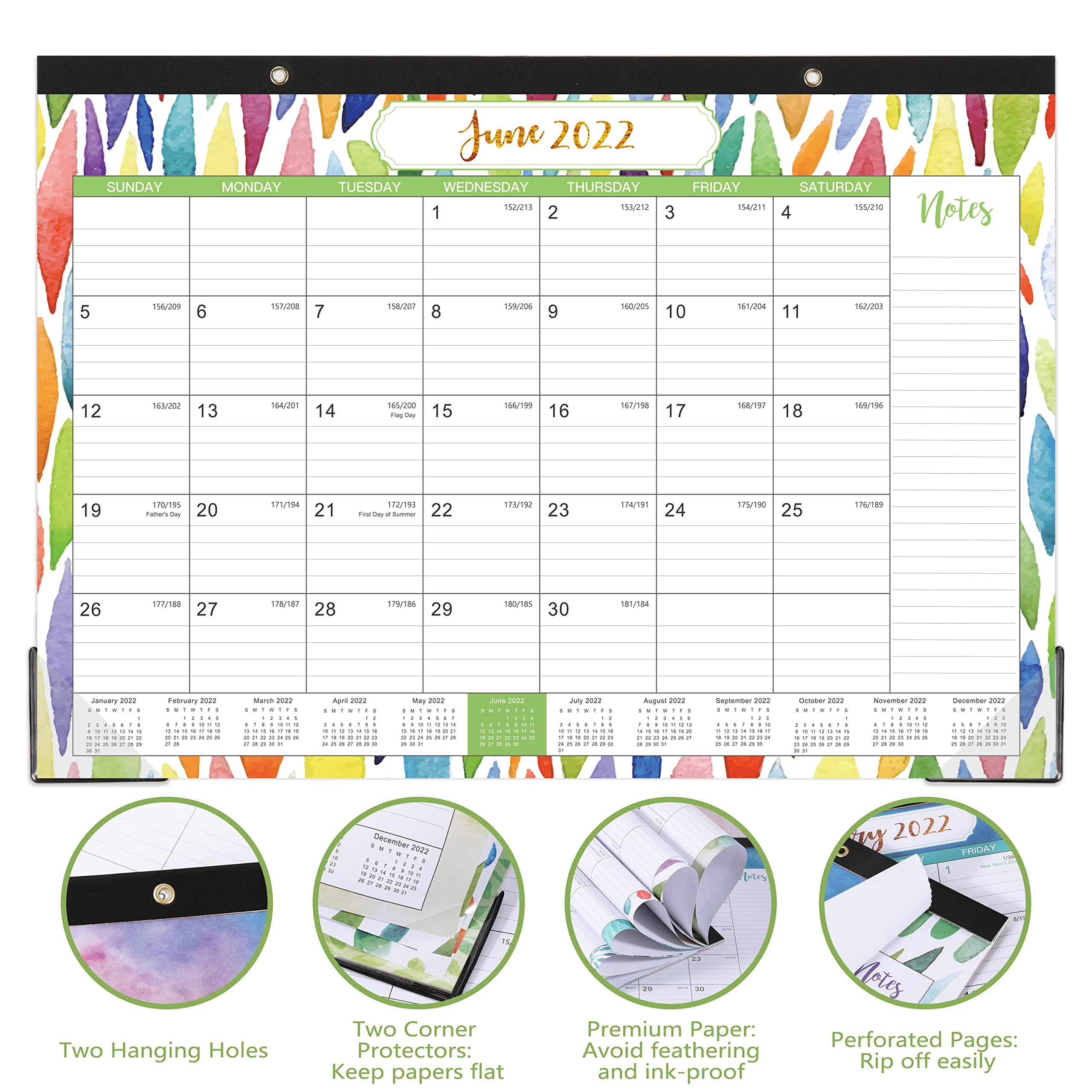 2022 Desk Calendar Yearly Desk Calendar 2022, Desk/Wall Monthly Calendar Pad, 17" x 12