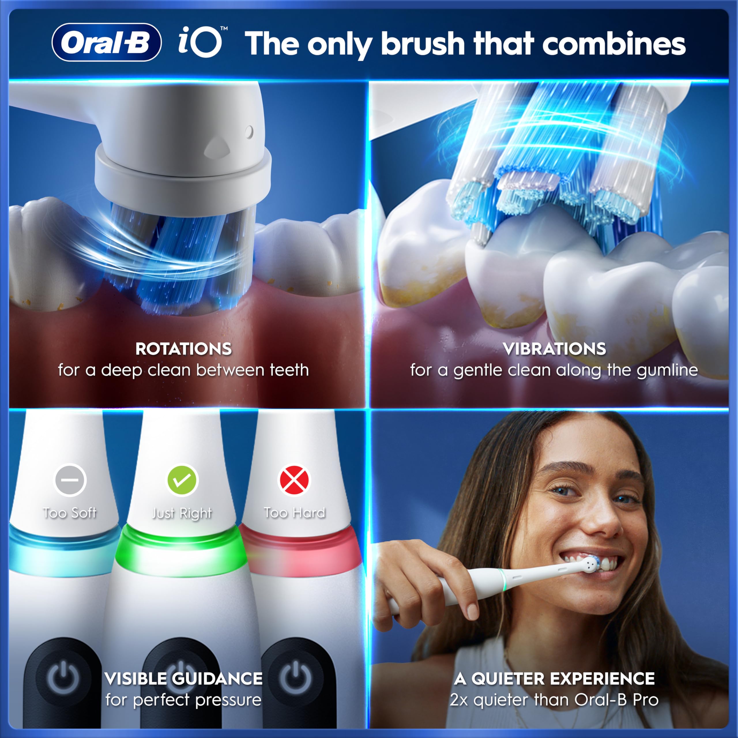 Oral-B iO5 Electric Toothbrushes for Adults, 2 Toothbrush Head and Travel Case, 5 Modes with Teeth Whitening, 2 Pin Plug, White - 4