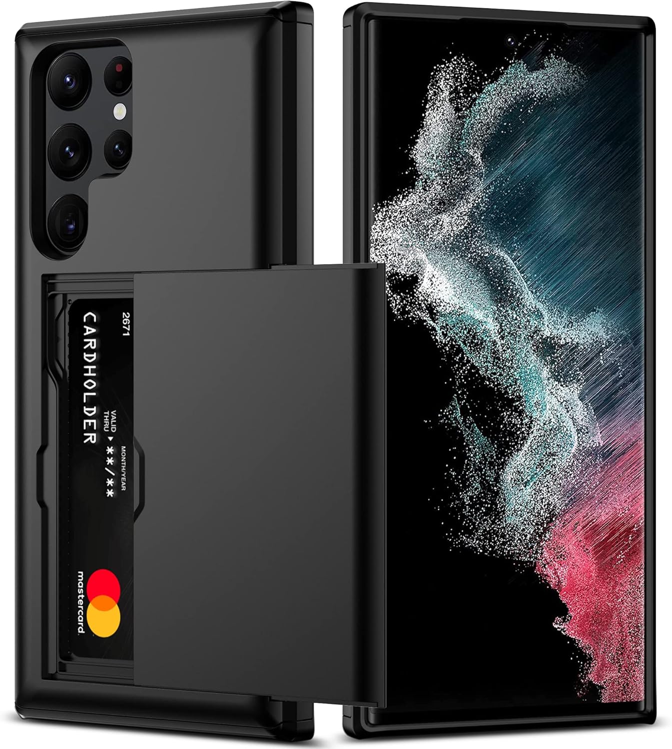 Nvollnoe for Samsung S22 Ultra Case with Card Holder 5G 6.8 inch Slim Dual Layer Heavy Duty Protective Wallet Case for Samsung S22 Ultra (Black)