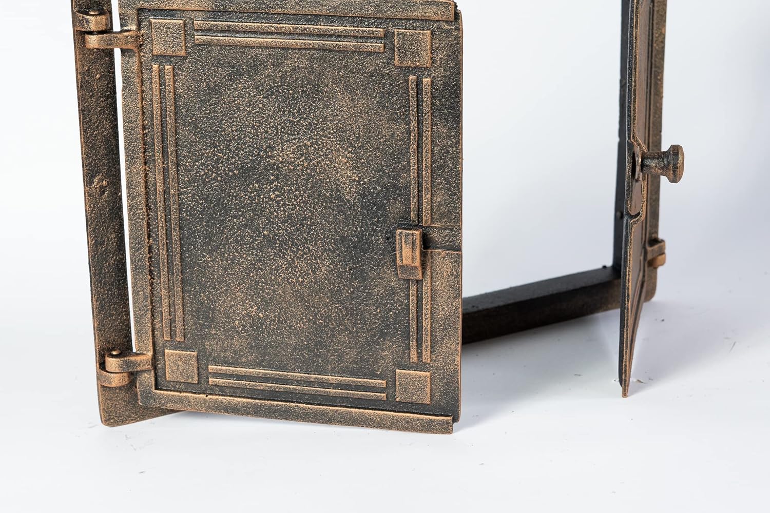 Sezam, Puerta de horno de hierro fundido de 48 x 32,5 cm, puerta para horno de pizza con termmetro de 500 C, horno de pan, cocina de jardn y cmara de ahumado, color cobre