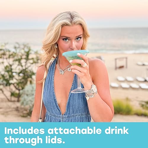 Miniatura 2 de ~ Vaso de Martini de 10 onzas con tapa de bebida adjunta (paquete de 4)