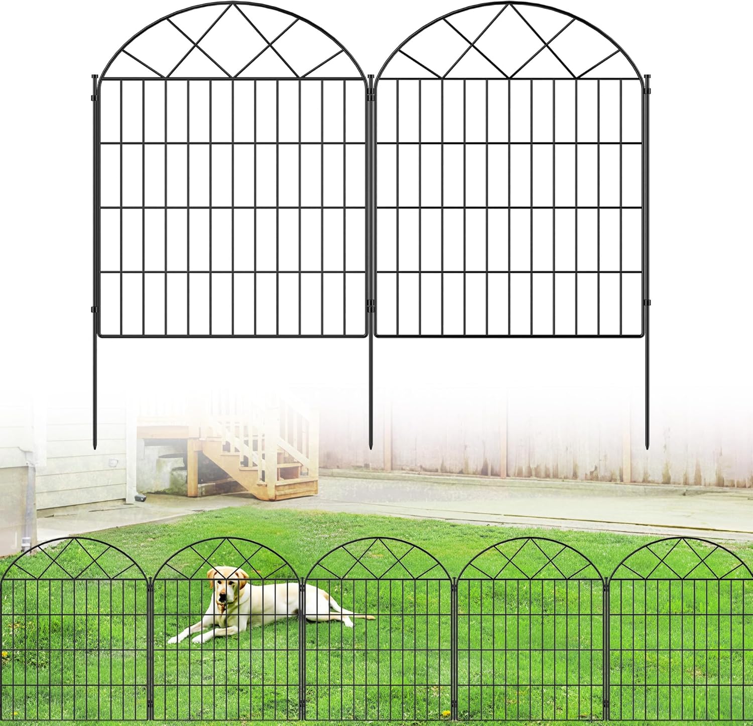 5 Panels Decorative Garden Fence 32"(H) x 11ft(L), No Dig Animal Dog Barrier Fence with Rustproof Metal Wire Panel, Garden Temporary Border Fencing for Yard, Patio, Outdoor