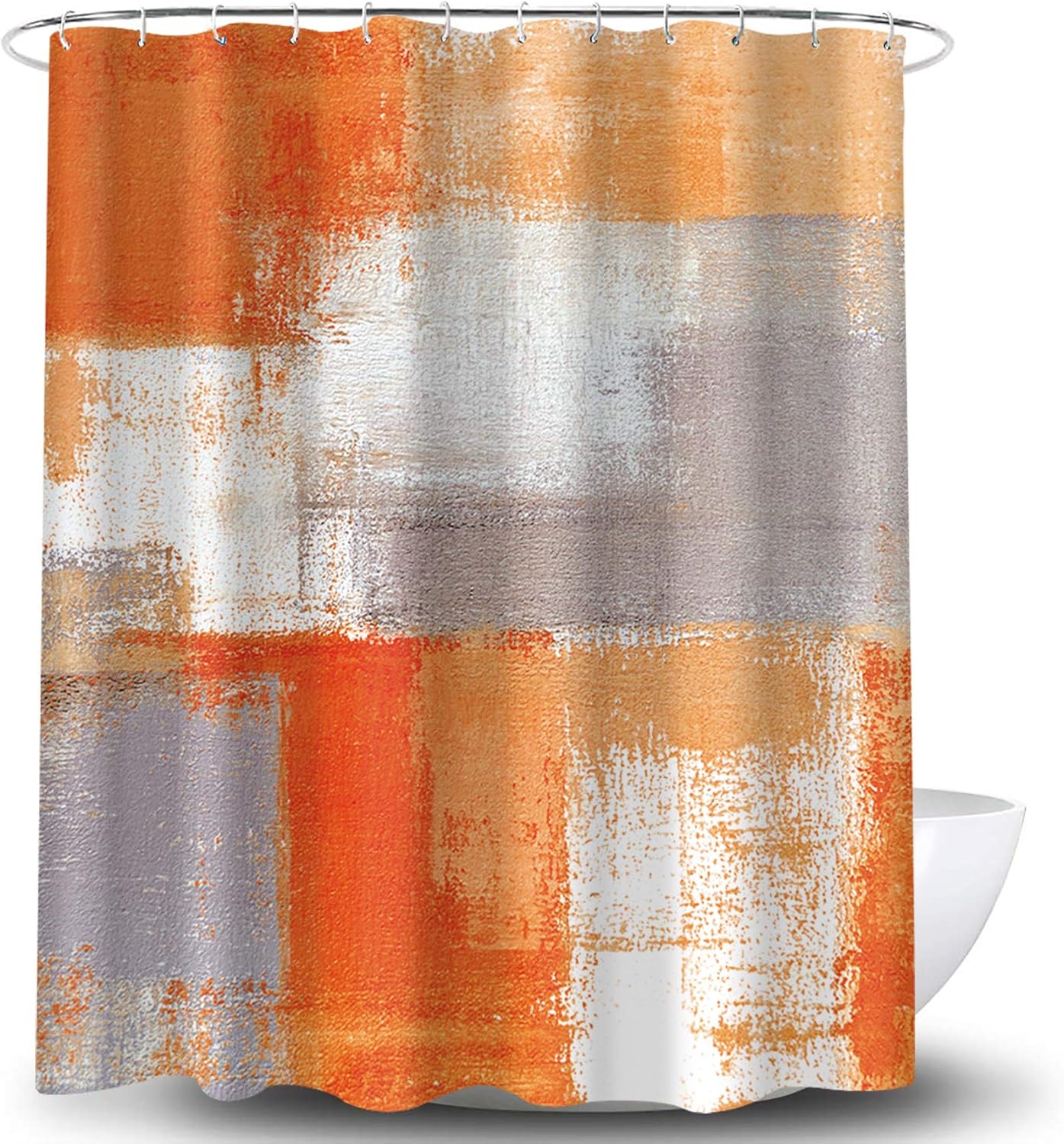 COLORPAPA Shower Curtain Orange Beige Gray Modern Abstract Painting Home Bathroom Decor Fabric Waterproof 72 x 72 Inches Set with Hooks Burnt Orange : Home & Kitchen