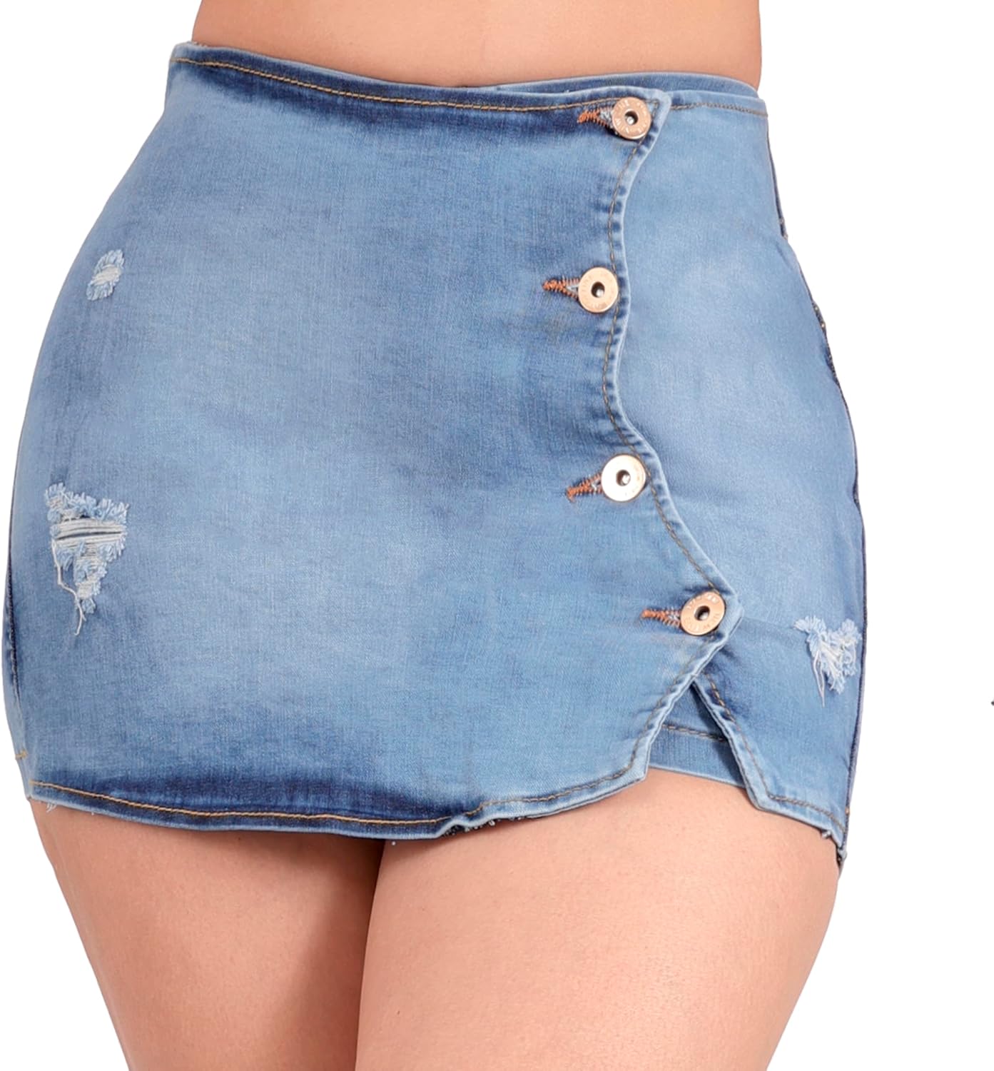 Women's Mini Denim Skirts Sexy Short Jean Skirt Irregular with Pockets