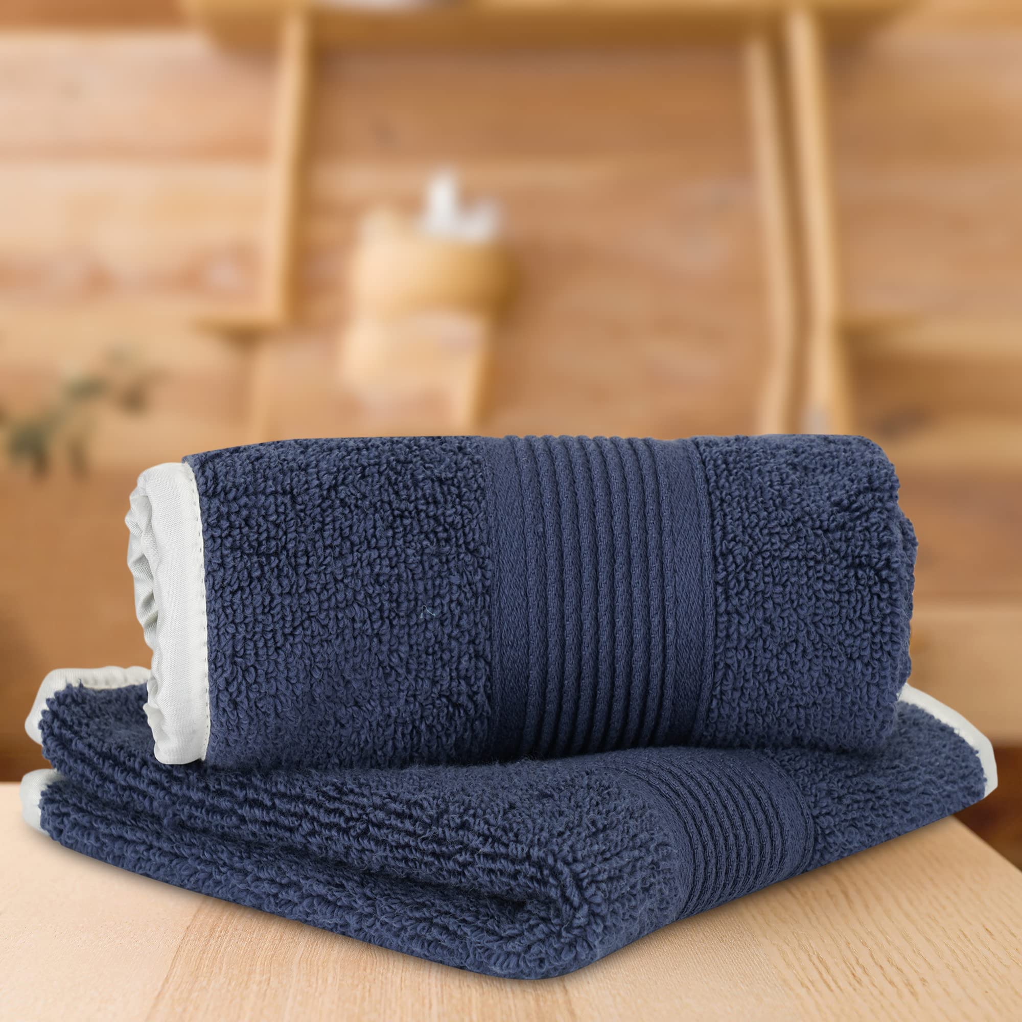 Lush and Beyond, 500 GSM Face Towel Set of 2 | 100% Cotton |Ultra Soft, Absorbent & Quick Dry Towel for Gym, Pool, Travel, Spa and Yoga, Size 12x12 inches (Blue_P)