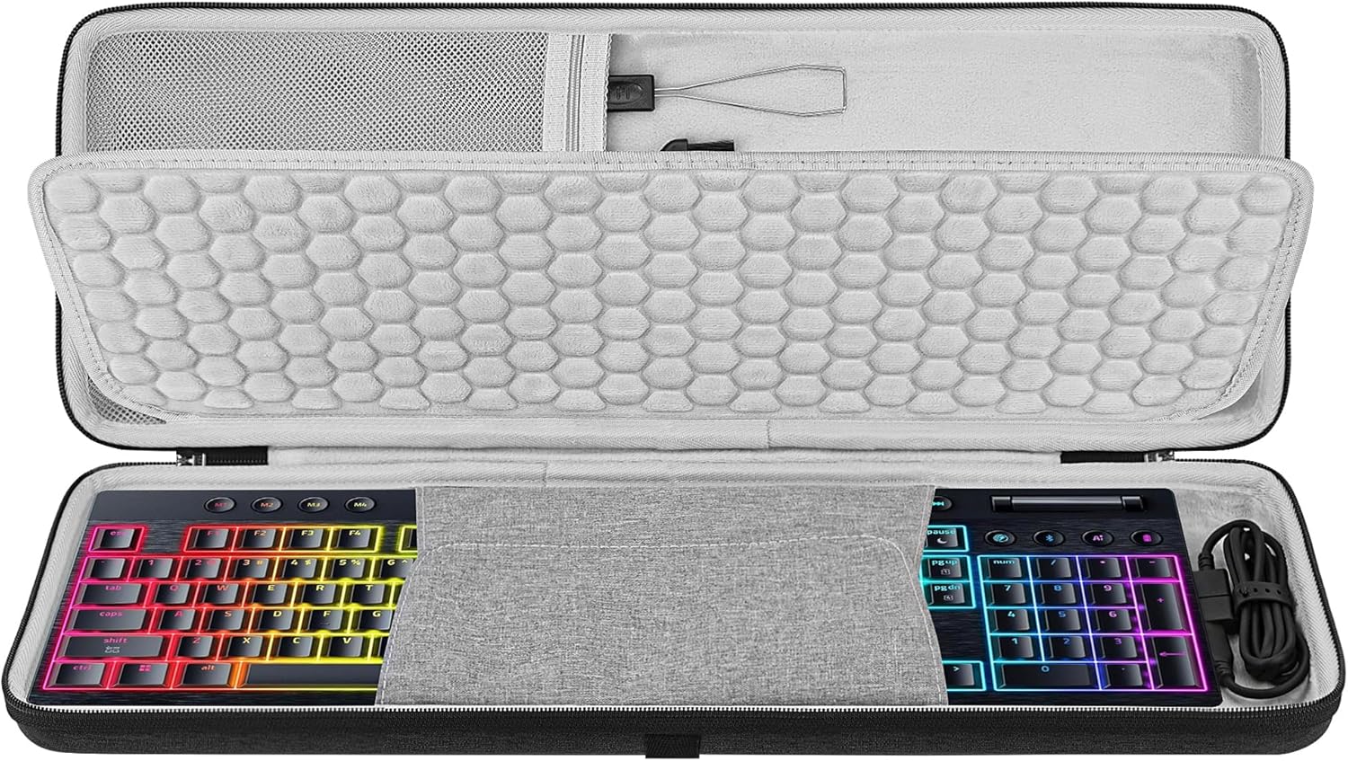 Geekria Keyboard Case, Compatible with Razer BlackWidow V4 Low Profile/DeathStalker V2, Corsair K100 AIR, Hard Shell Travel Carrying Bag (Dark Grey)