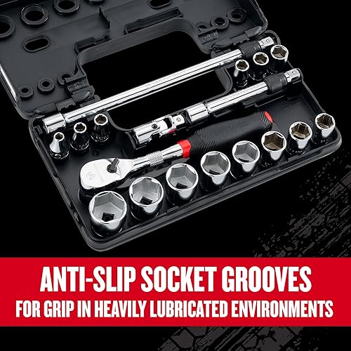 Miniatura 7 de Juego de llaves de tubo CRAFTSMAN V-SERIES, poco profundo SAE, accionamiento de 38 pulgadas, 18 piezas (CMMT45752V)