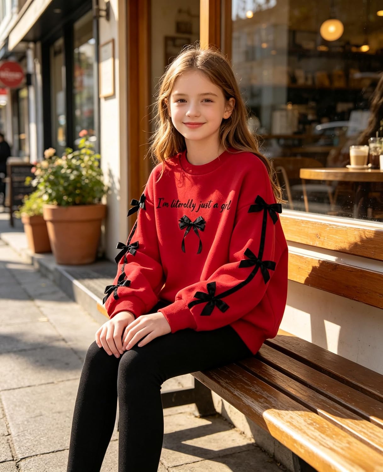 Girls 2 Piece Outfit Tween Girls Clothes Long Sleeve Love Leopard Print Top + Pants Outfits,Size 7-14 Years