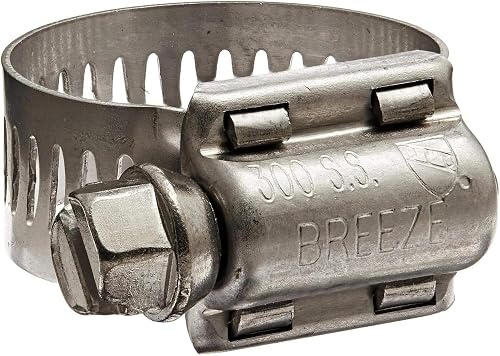 BREEZE CLAMP 63010 9/16" to 1-1/16" Grade Hose Clamp (10 Pack), Stainless Steel