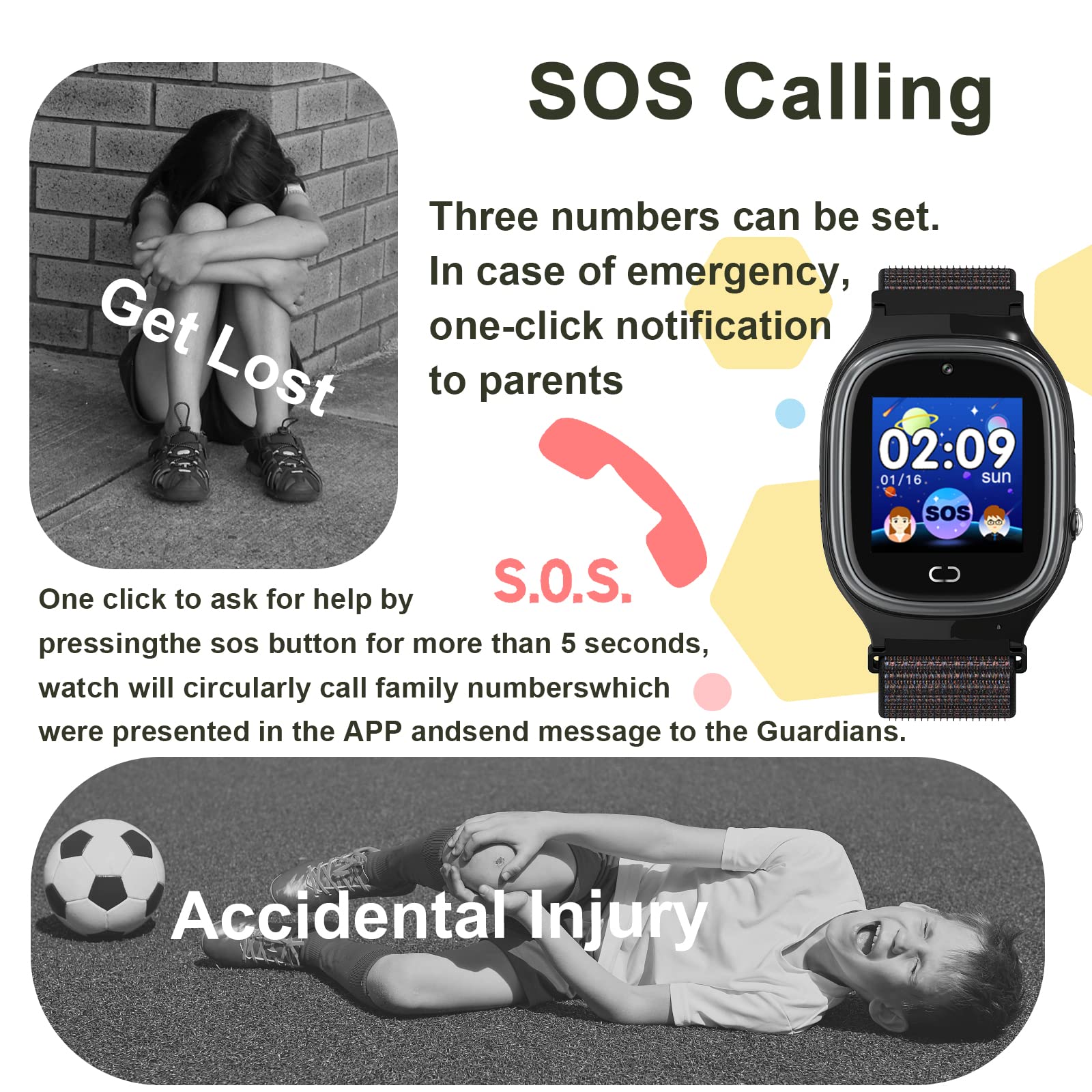 PTHTECHUS Enfants Montre Intelligente Étanche, Montre Mobile LBS Anti-Perte de Traqueur de Montre Intelligente Positionnement, Sécurité de SOS Appelez La Caméra à Distance Appel à DeuxVoies, Le Noir