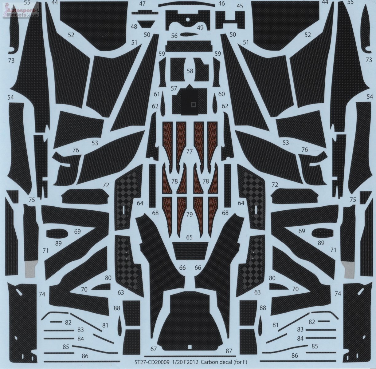 スタジオ27 フェラーリF138 カーボンデカール 未使用品 スタジオ27 デカール 1/20 フェラーリ F138 カーボンデカール