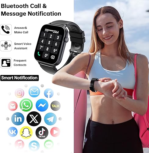 Miniatura 2 de OUKITEL Reloj inteligente con respuestahacer llamadas, relojes inteligentes HD de 1.83 pulgadas para hombres y mujeres, IP68 impermeable rastreador
